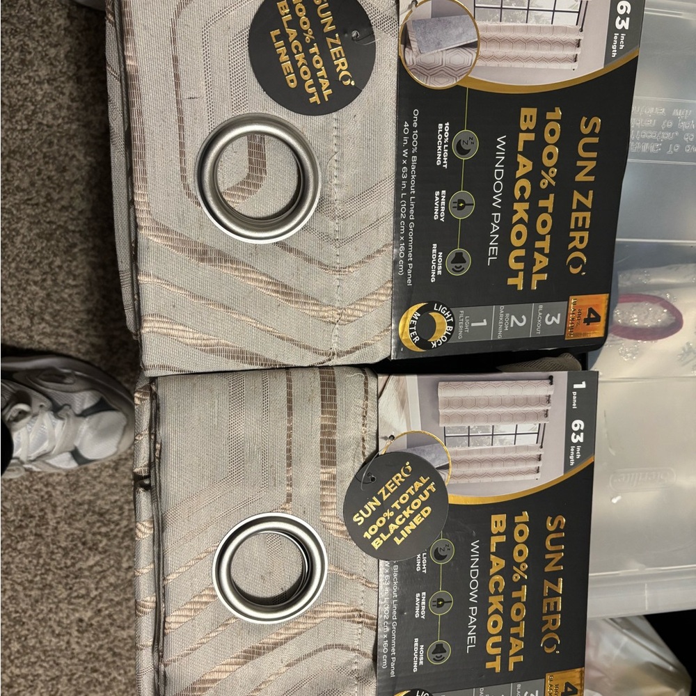 Sun Zero Beige Blackout Curtains